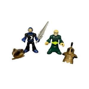 Fisher Price Imaginext Blue Black Knight & Green Neon Wizard Action Figures
